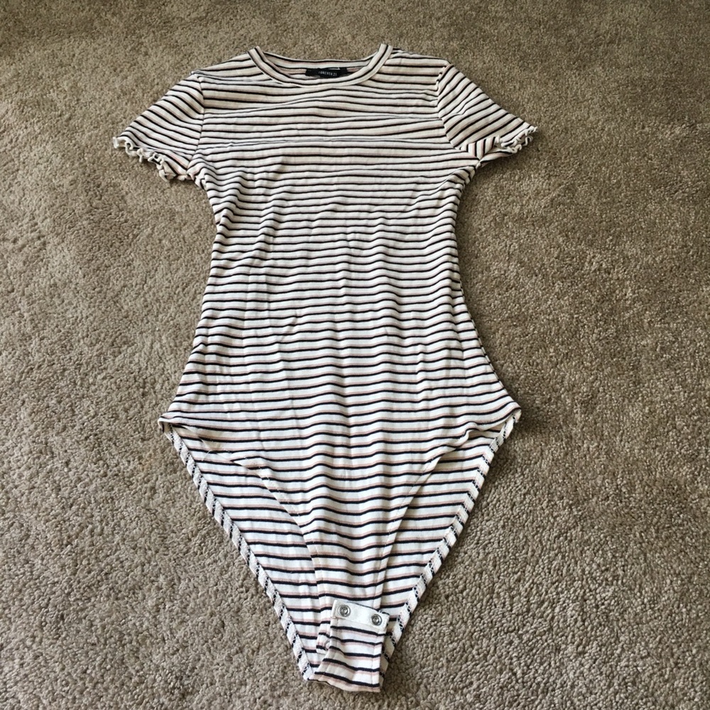 Striped forever 21 bodysuit